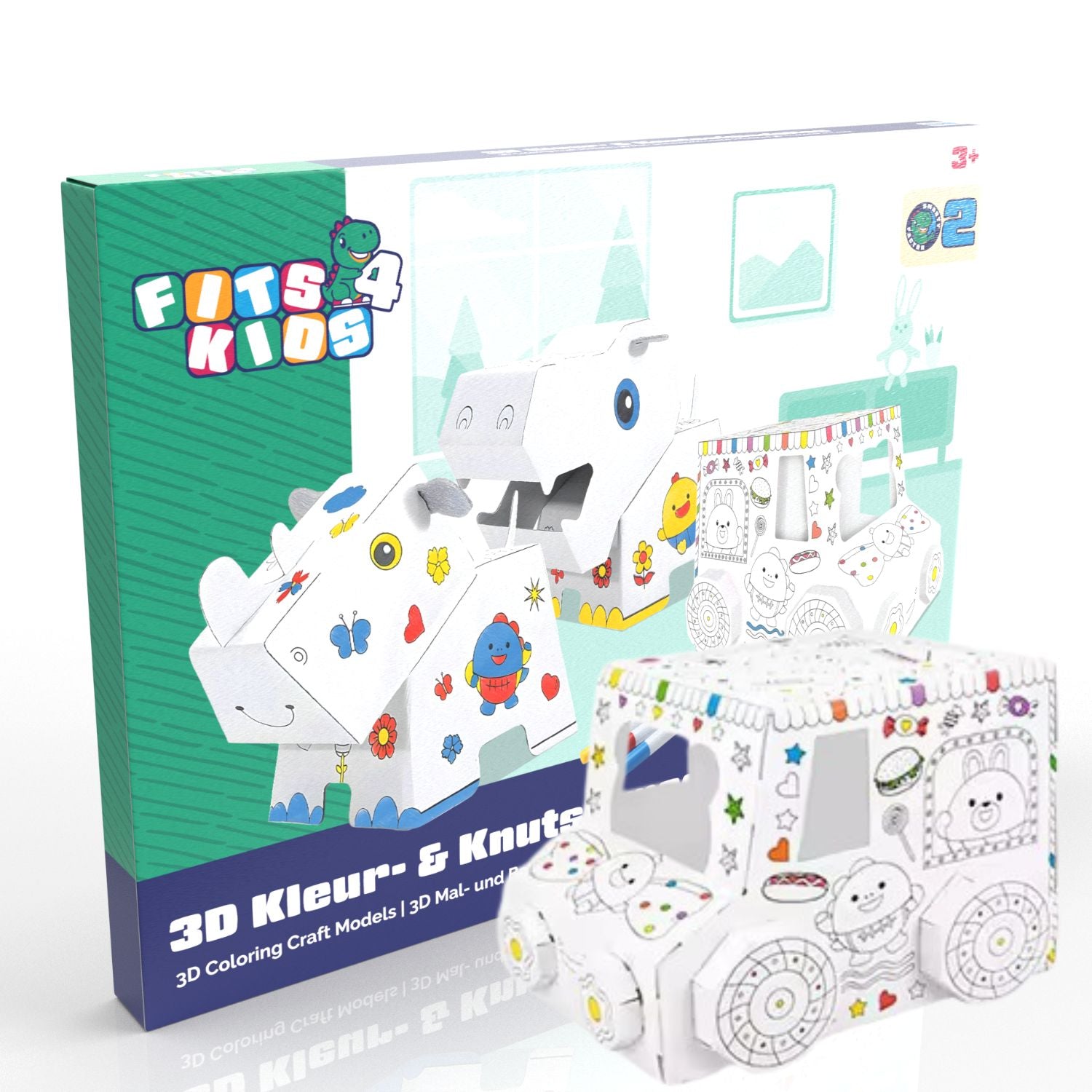 DIY Knutselset IJswagen – 3D kartonnen bouwpakket voor kinderen van 3 tot 8 jaar