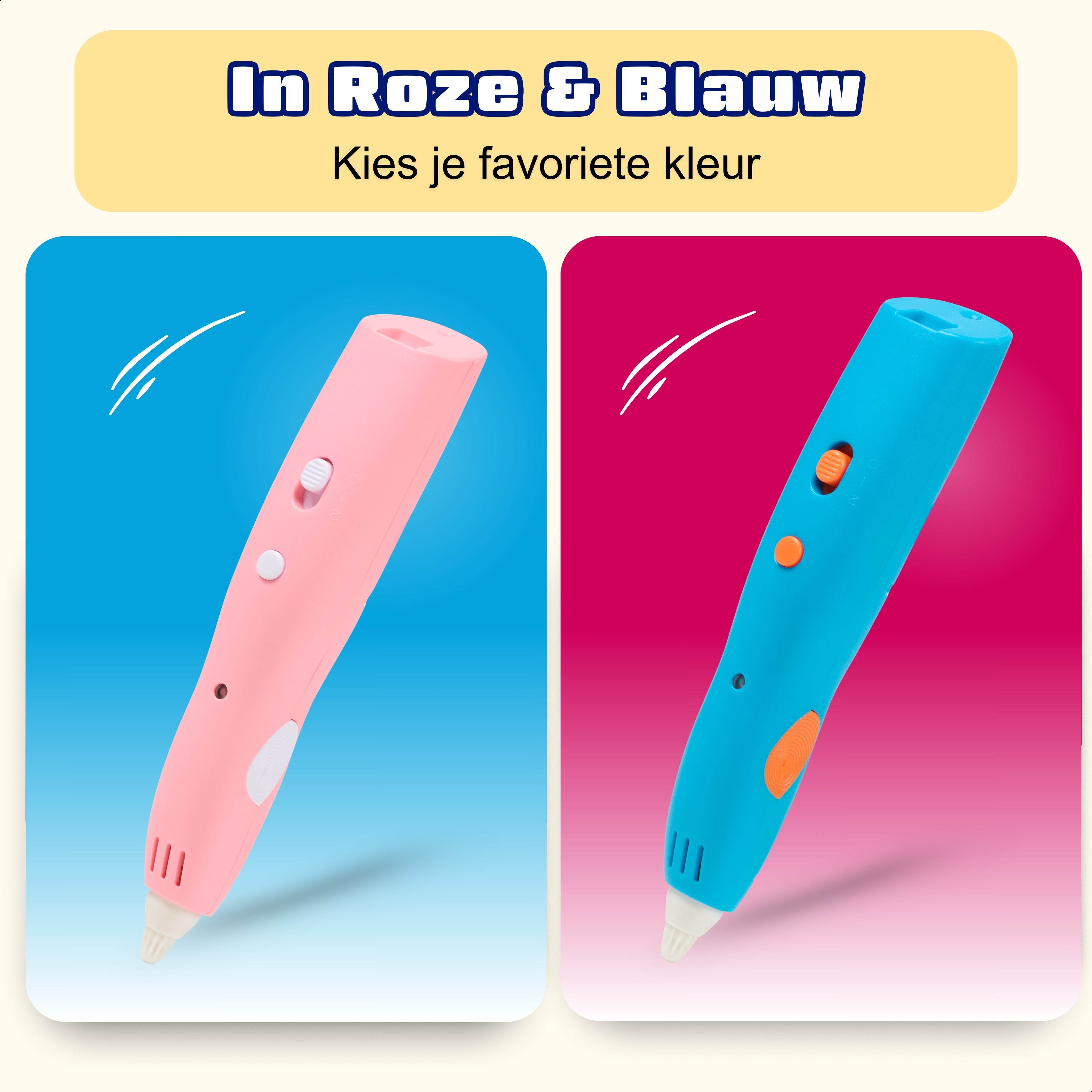 afbeelding van een roze en blauwe 3d pen
