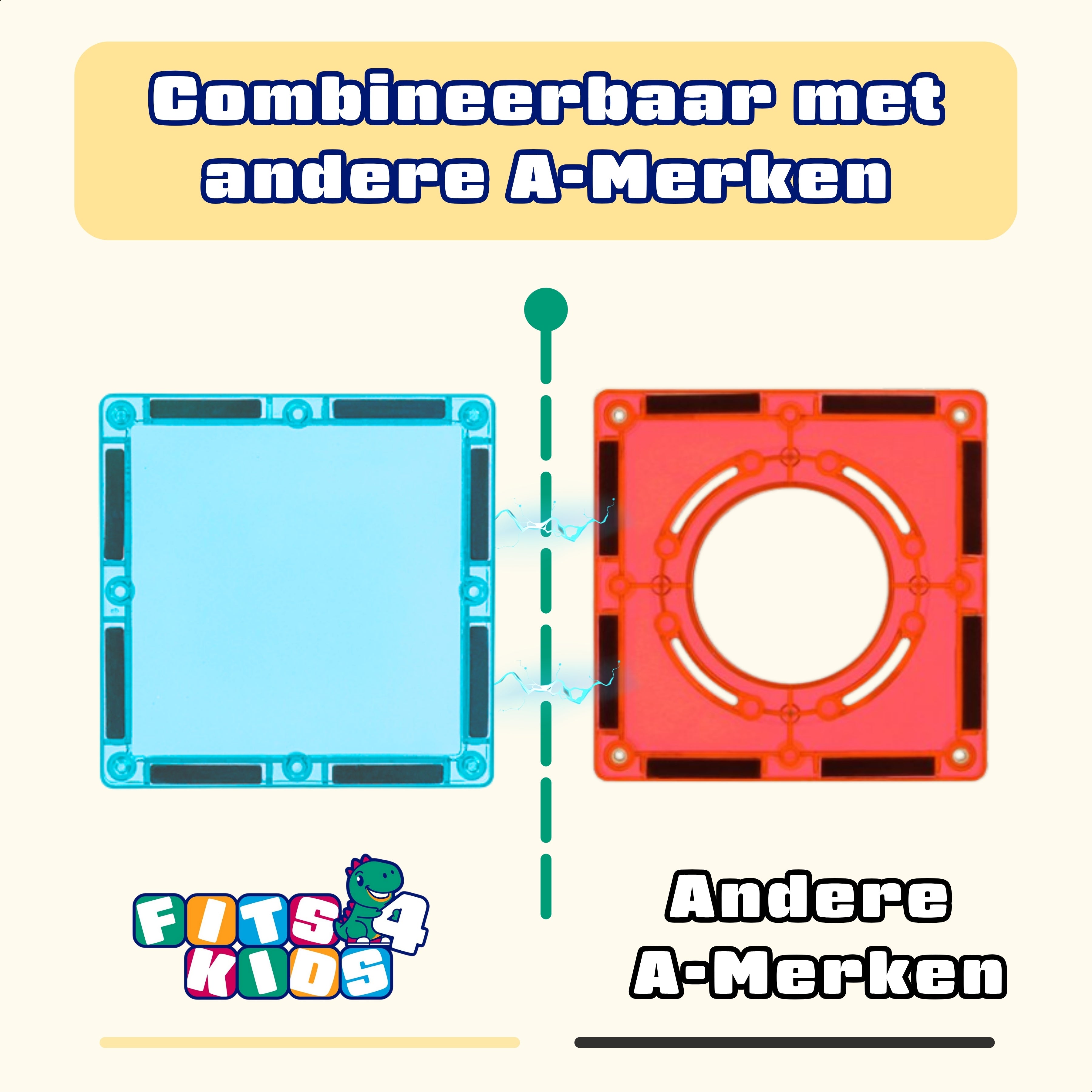 Magnetic Tiles van Fits4Kids combineerbaar met andere A-merken