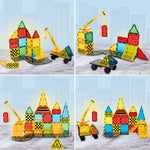 Meerdere bouwmogelijkheden met Magnetic Tiles Construction Master van Fits4Kids