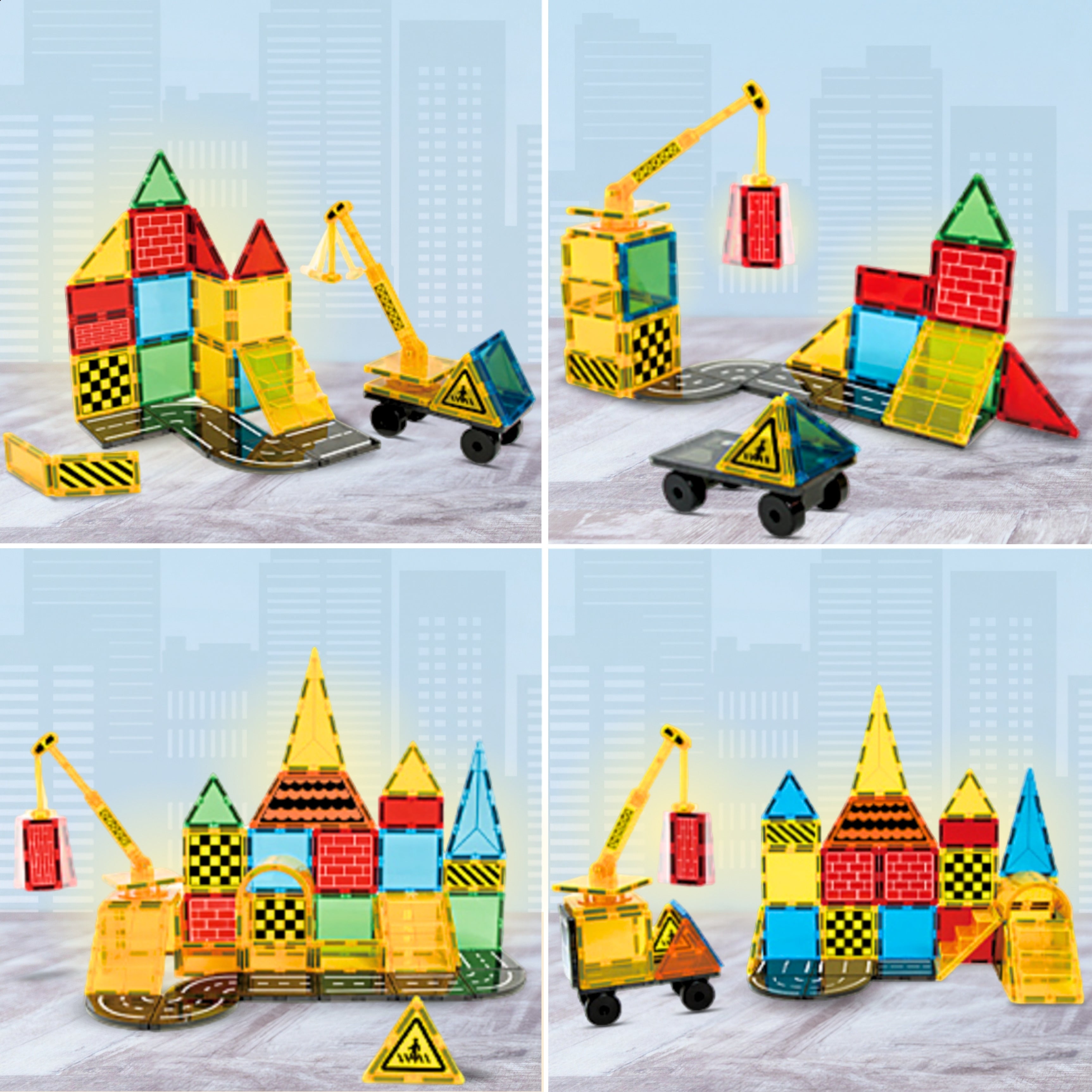 Meerdere bouwmogelijkheden met Magnetic Tiles Construction Master van Fits4Kids