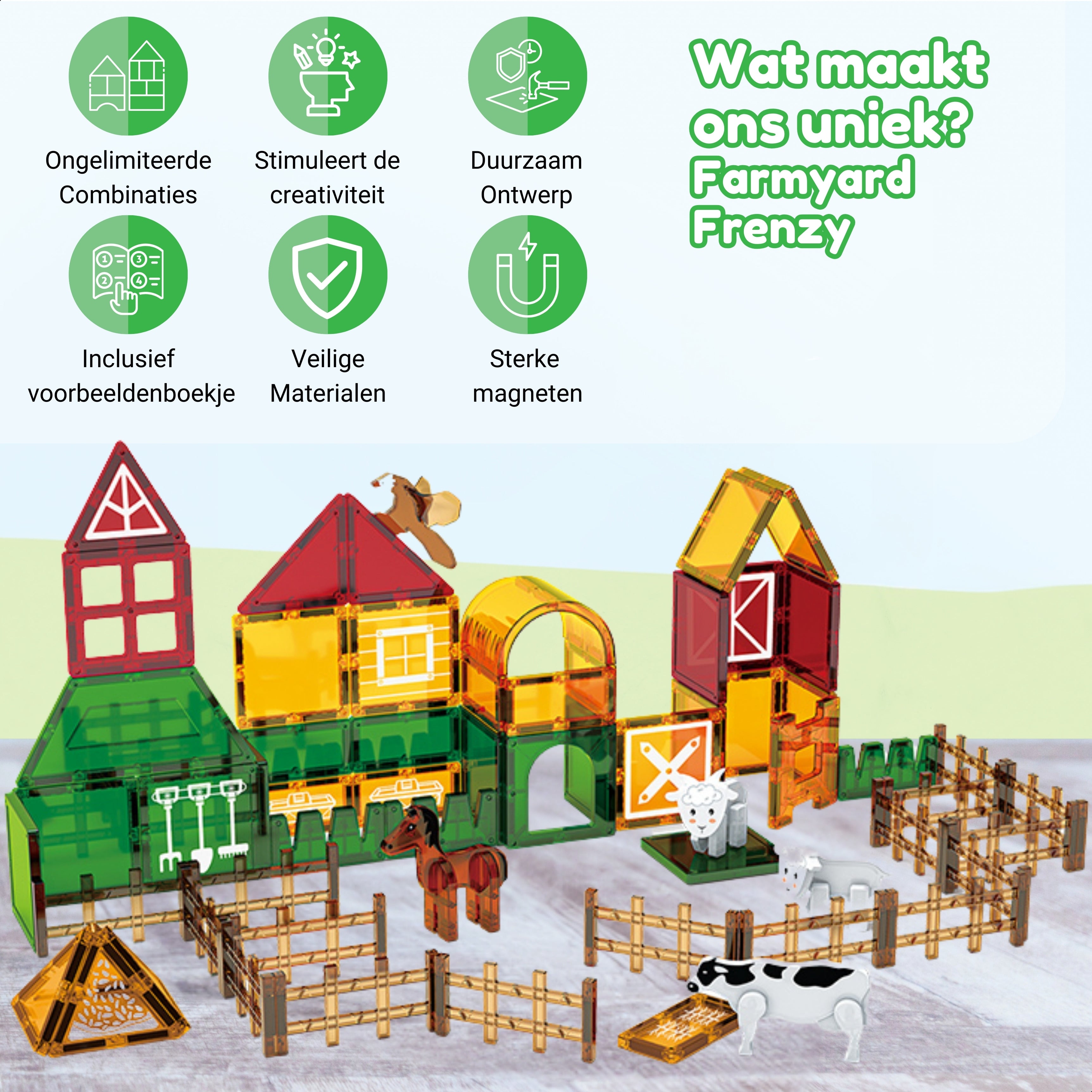 Wat de Magnetic Tiles Farmyard Frenzy van Fits4Kids uniek maakt voor kinderen