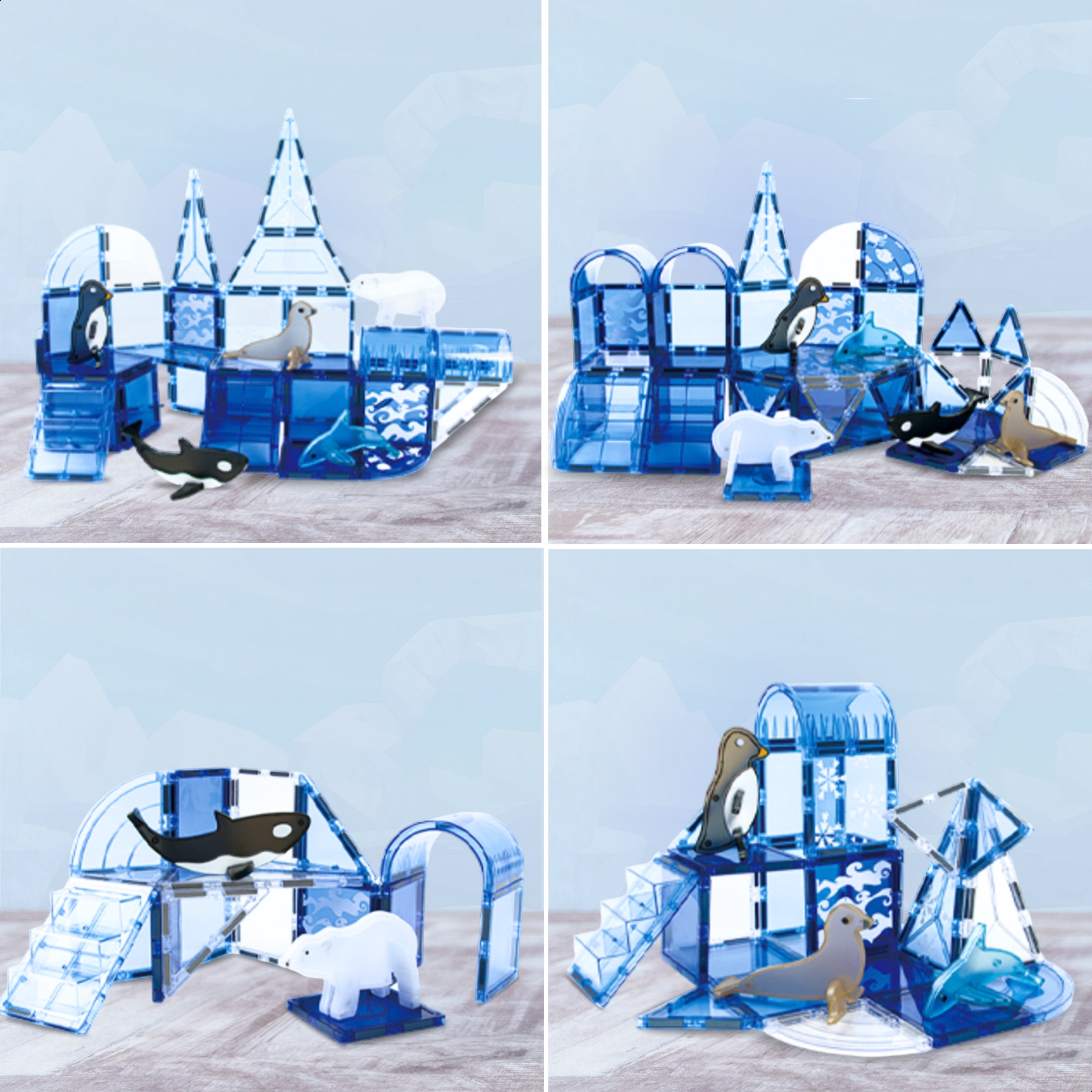 Meerdere bouwmogelijkheden met Magnetic Tiles Frozen Construction van Fits4Kids
