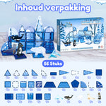 Overzicht van de inhoud van de Magnetic Tiles Frozen Construction set van Fits4Kids