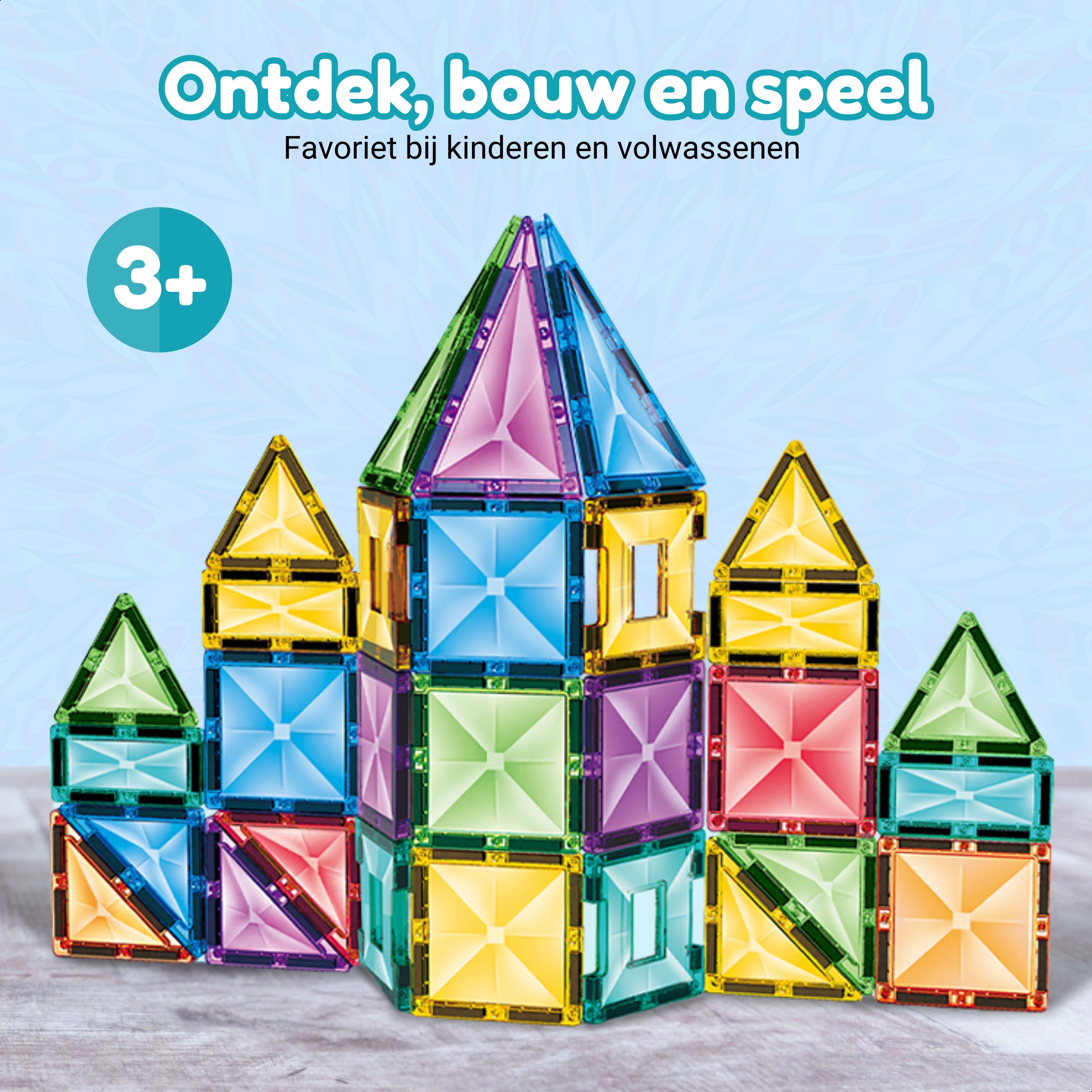 Ontdek bouw en speel met Magnetic Tiles Kaleidoscopic Creations van Fits4Kids vanaf 3 jaar