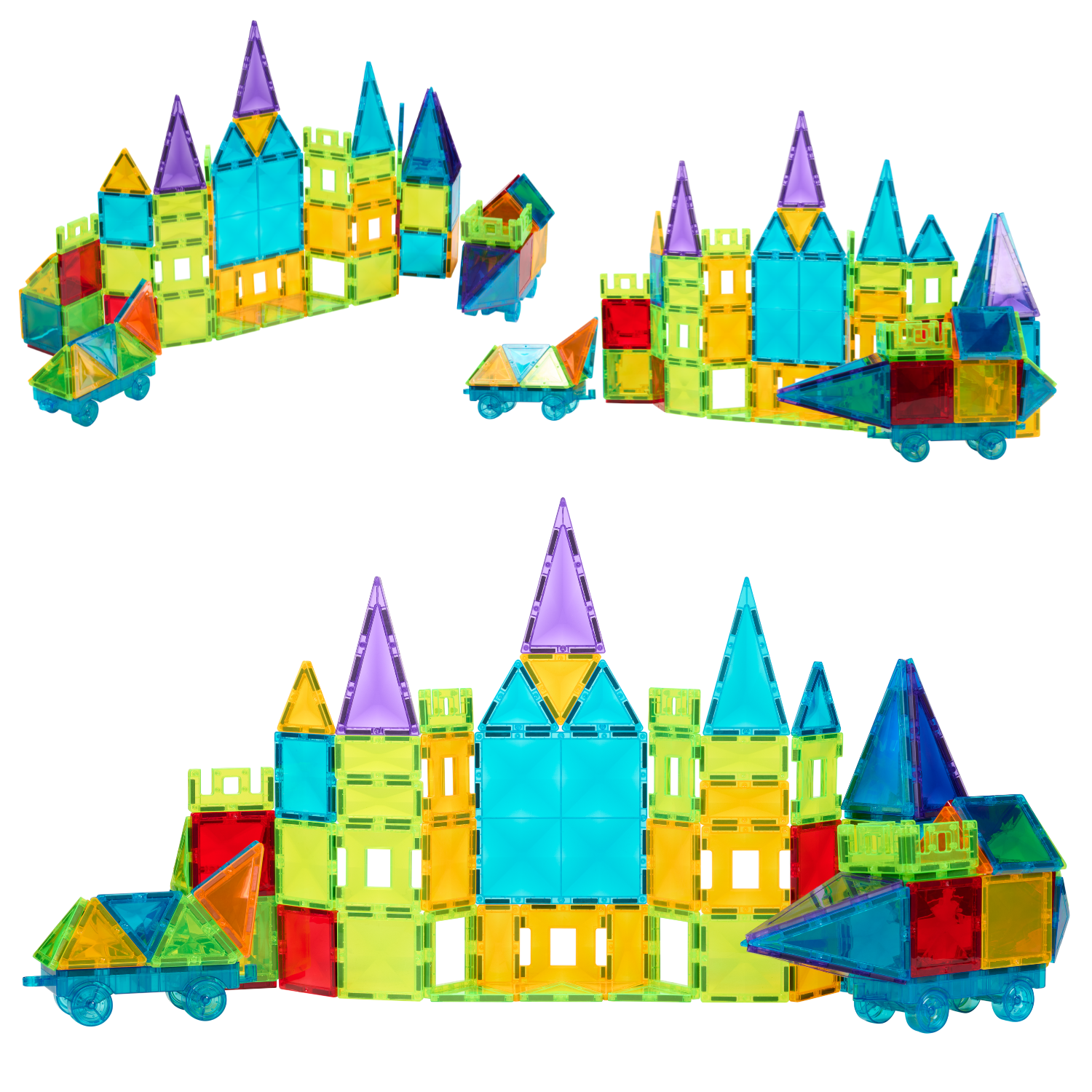 Kleurrijk kasteel gebouwd met Magnetic Tiles Kaleidoscopic Creations van Fits4Kids