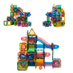 Kleurrijke knikkerbaan gebouwd met Magnetic Tiles Marble Run van Fits4Kids