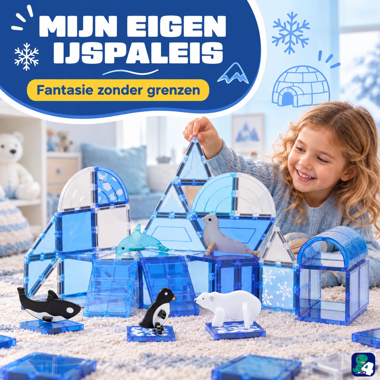 Magnetic Tiles - Frozen Constructions - 56-piece - Magnetic Toys