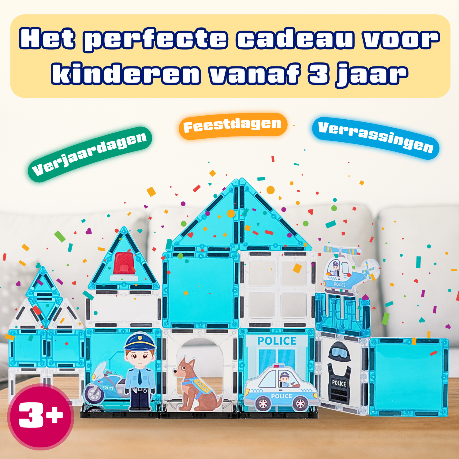 Magnetic Tiles Police Patrol HQ van Fits4Kids als cadeau voor verjaardagen en feestdagen
