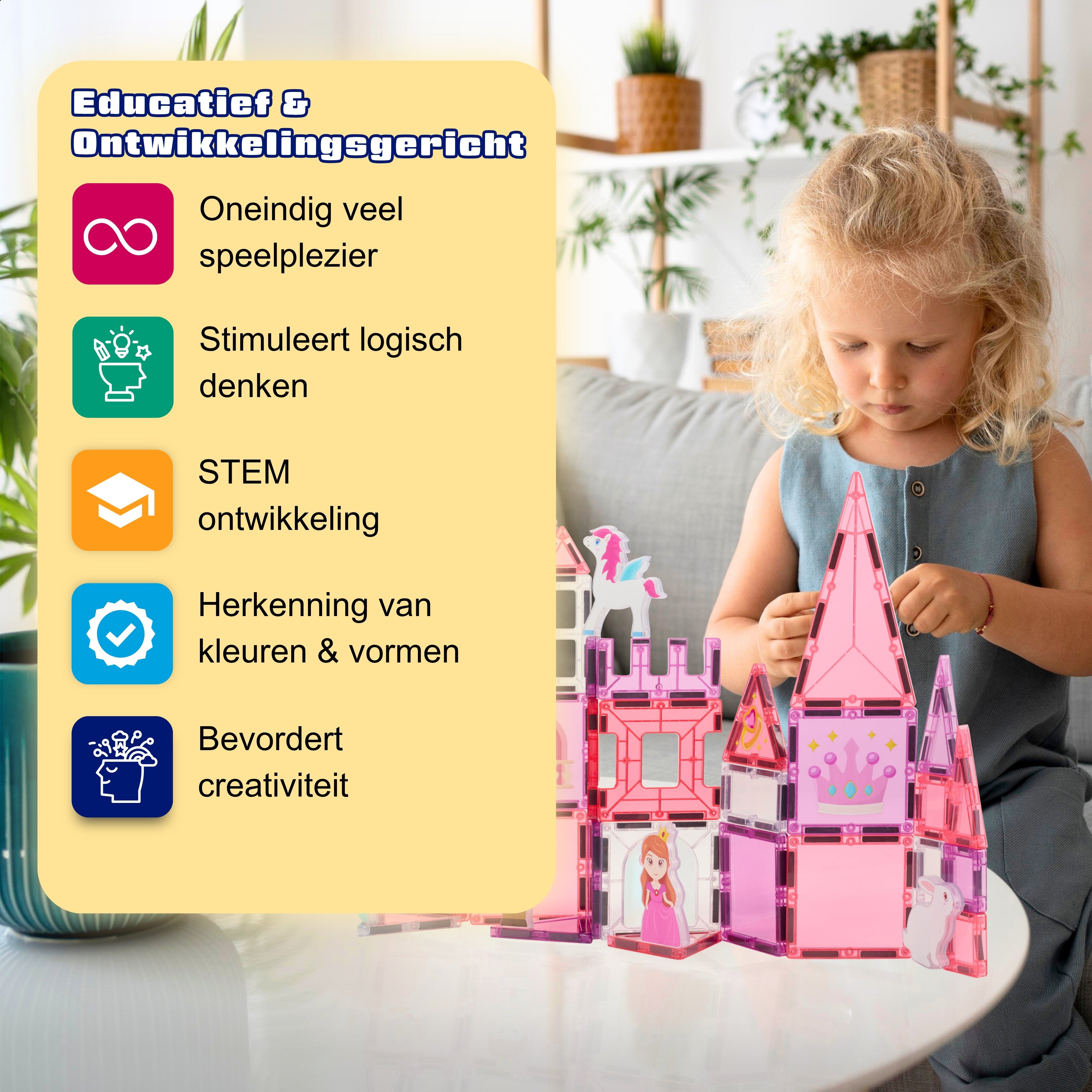 Educatieve voordelen van Magnetic Tiles Princess Paradise van Fits4Kids waaronder STEM ontwikkeling