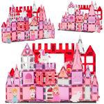 Roze kasteel gebouwd met Magnetic Tiles Princess Paradise van Fits4Kids