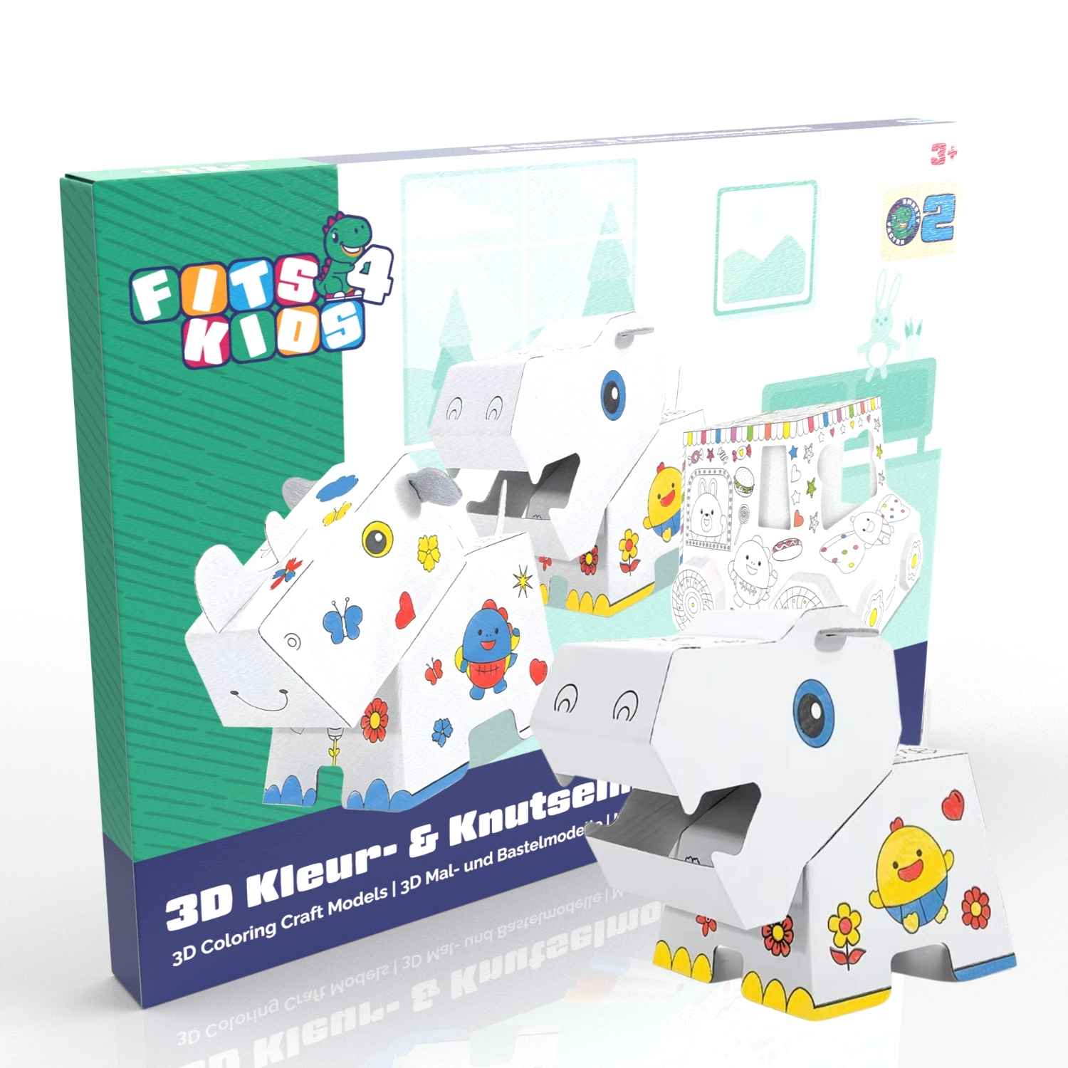 DIY Knutselset Nijlpaard – 3D kartonnen bouwpakket voor kinderen van 3 tot 8 jaar