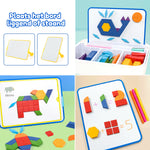 Tangram Tactician van Fits4Kids opgesteld met kleurrijke vormen op speelbord